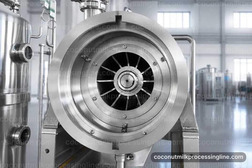 Industrial Coconut Milk Processing Line: Buying Considerations Operating Stage industrial coconut milk processing line, buying considerations: coconut meat press operating stage