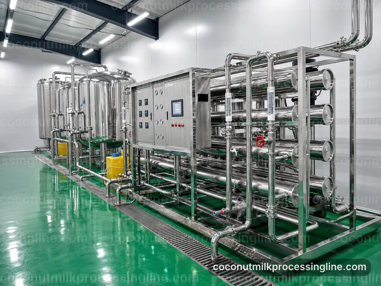Industrial Coconut Milk Processing Line: Hygienic Design Interface industrial coconut milk processing line, hygienic design: pressing with fiber separation section connection view