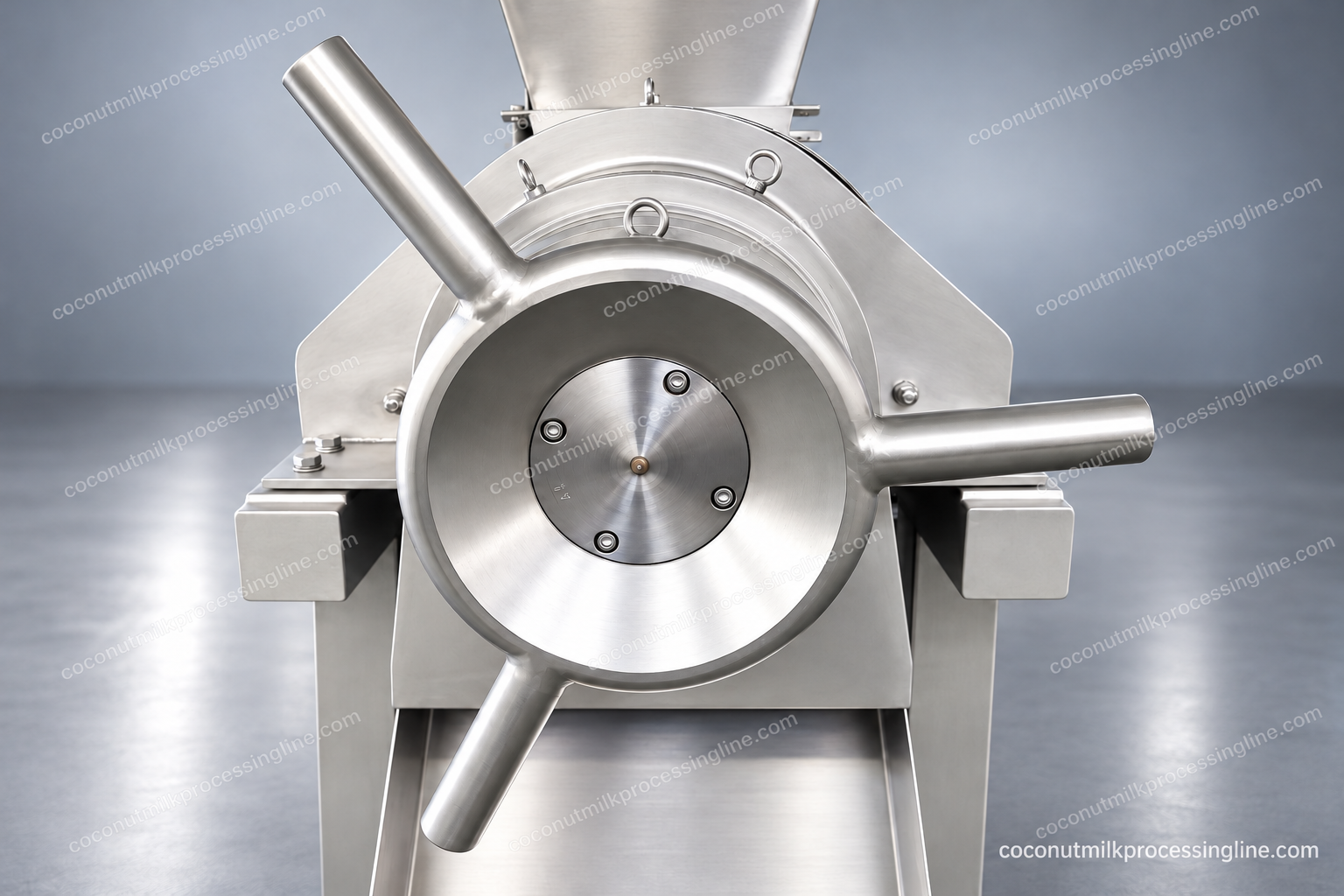 Coconut milk extraction press equipment reference from an actual source photograph