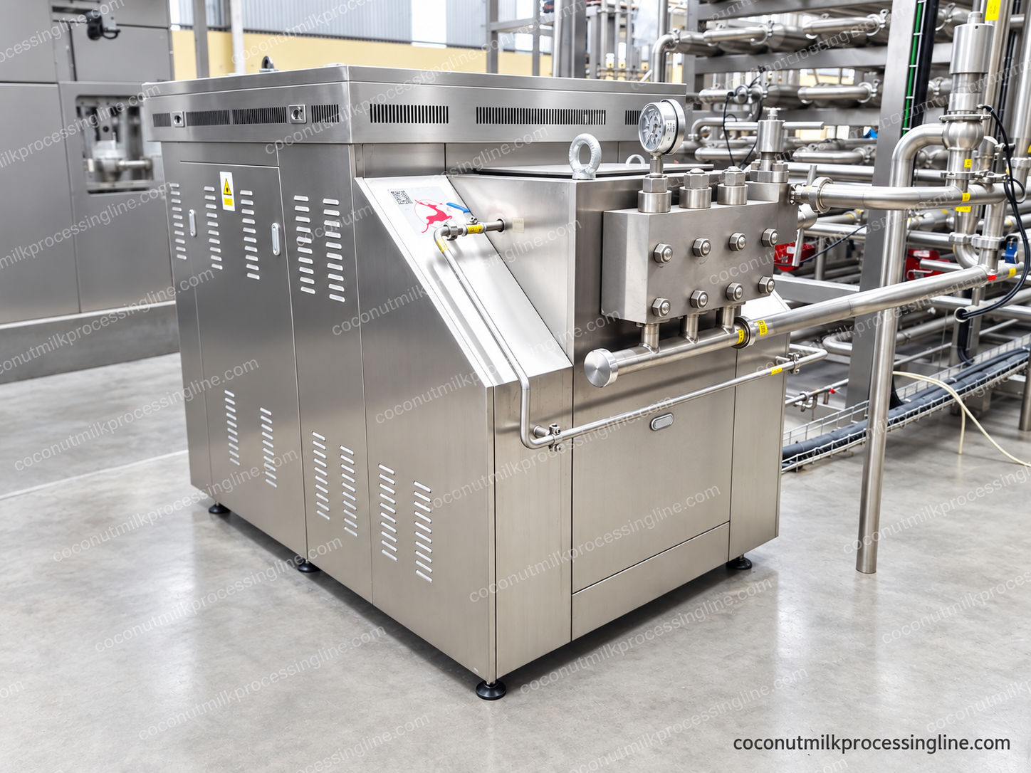 Coconut milk homogenization module equipment reference from an actual source photograph